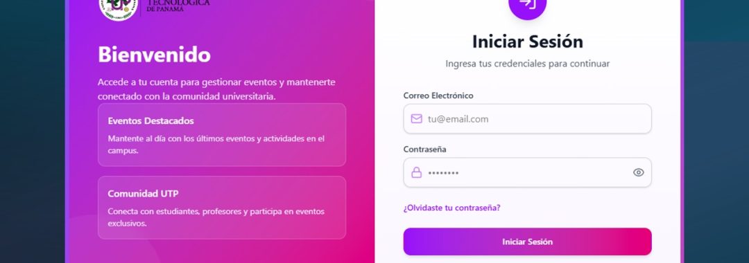 Inicio de sesión en eventoscocle.utp.ac.pa